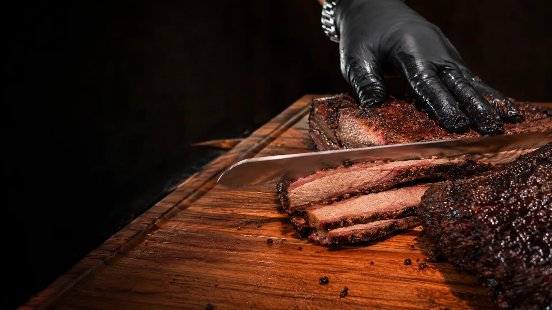Brisket ahumado de Meat Lovers recién cortado en Atlixco